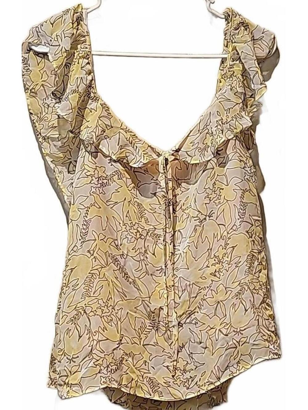 Cato yellow island print summer tank size XL
